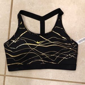Nike Sports Bra- Black and Gold NWOT